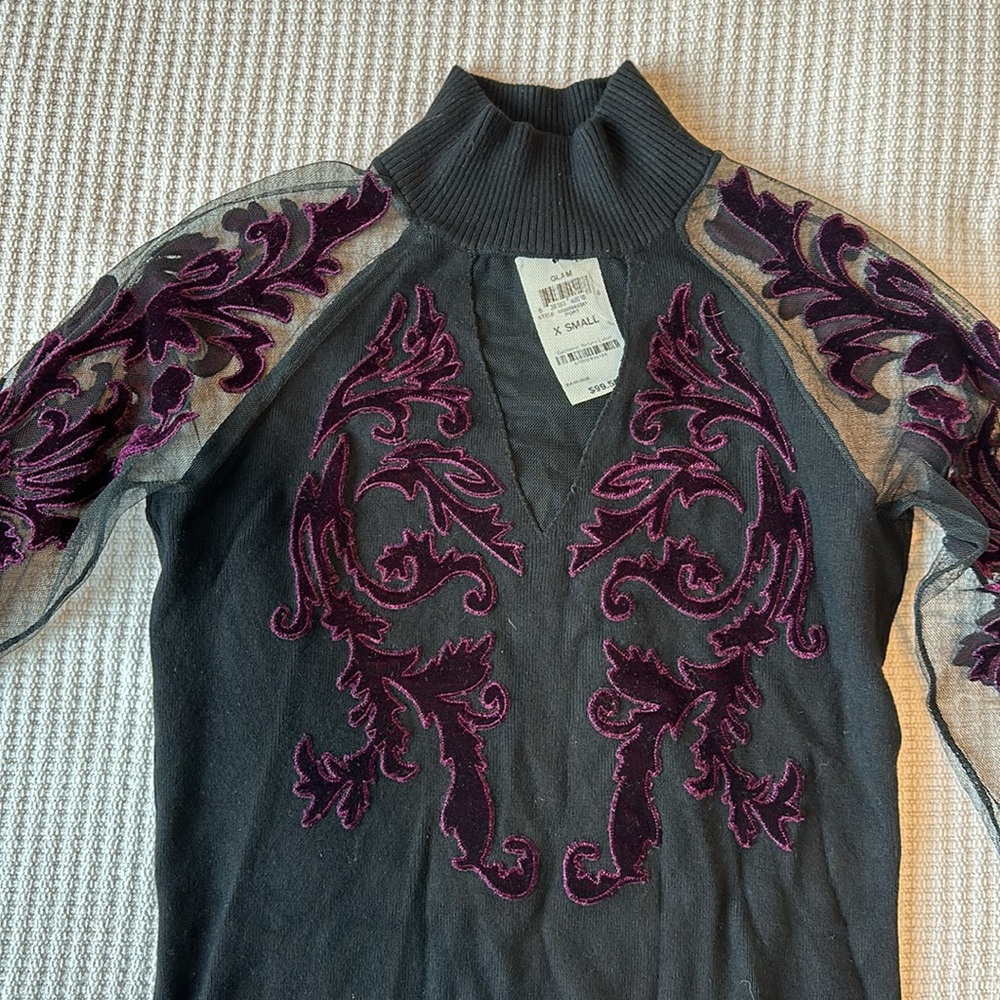 INC long sleeve embroidered sweater